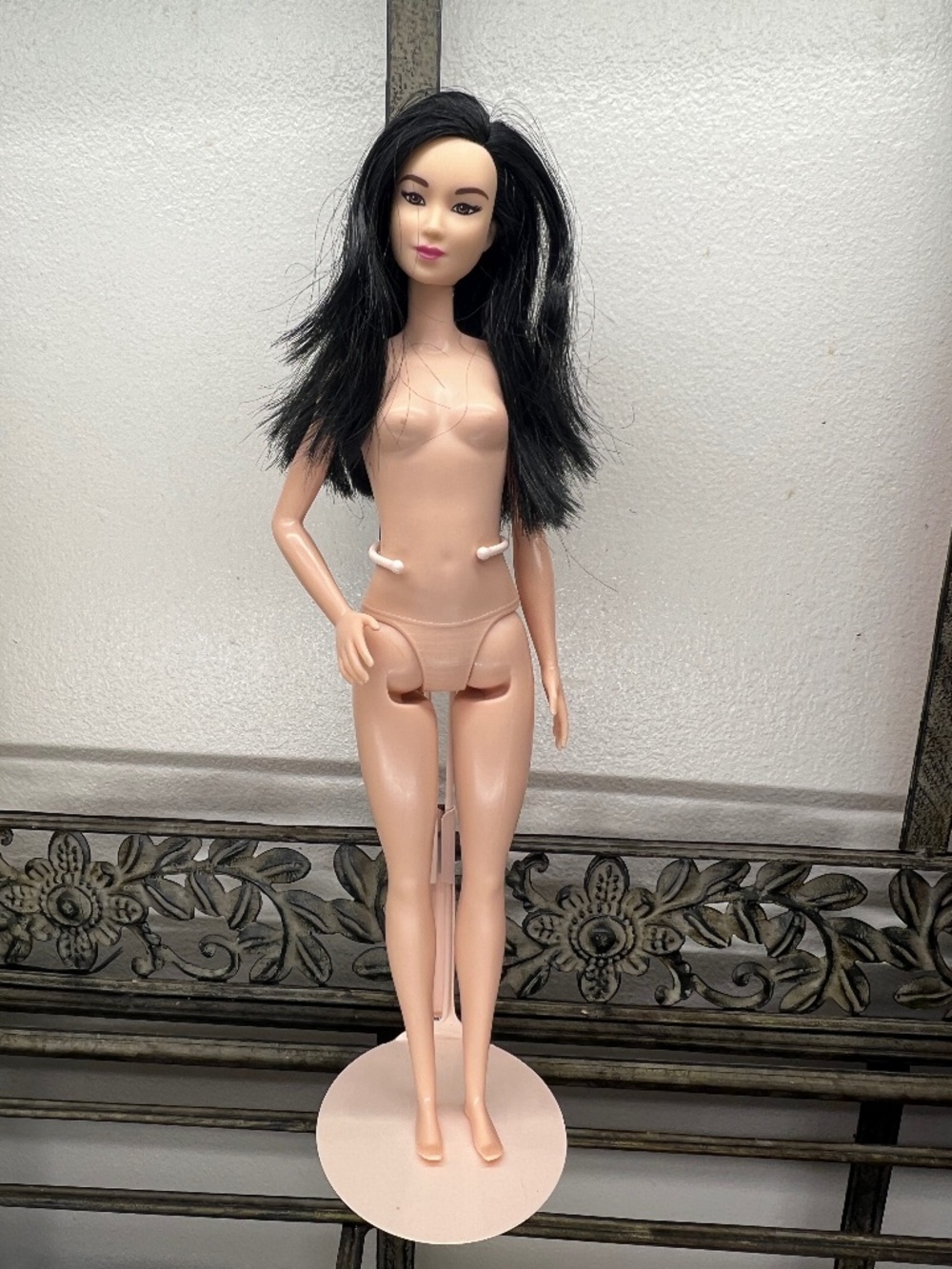 Mattel Barbie Doll Nude Articulated Body Long Dark Hair Asian Face Sculpt 2015